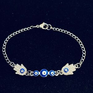 Rhinestone Hamsa Hands Evil Eye Bracelet or anklet
